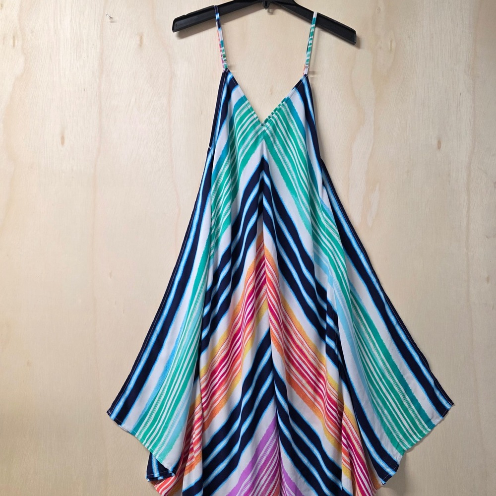Tommy Bahama Striped Handkerchief Hem Cover Up Dress Multicolor L/XL TSW90923C - Picture 9 of 14